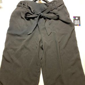 POP Sugar Tie Front Slacks Sz. L Black Pull On 080